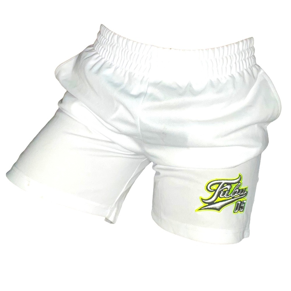 White basketball style shorts